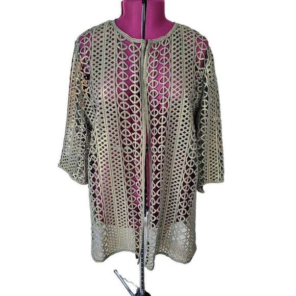 Chico's Jackets & Blazers - Travelers Chico's Collection Foiled Open Lace Jacket (Size XL/16)